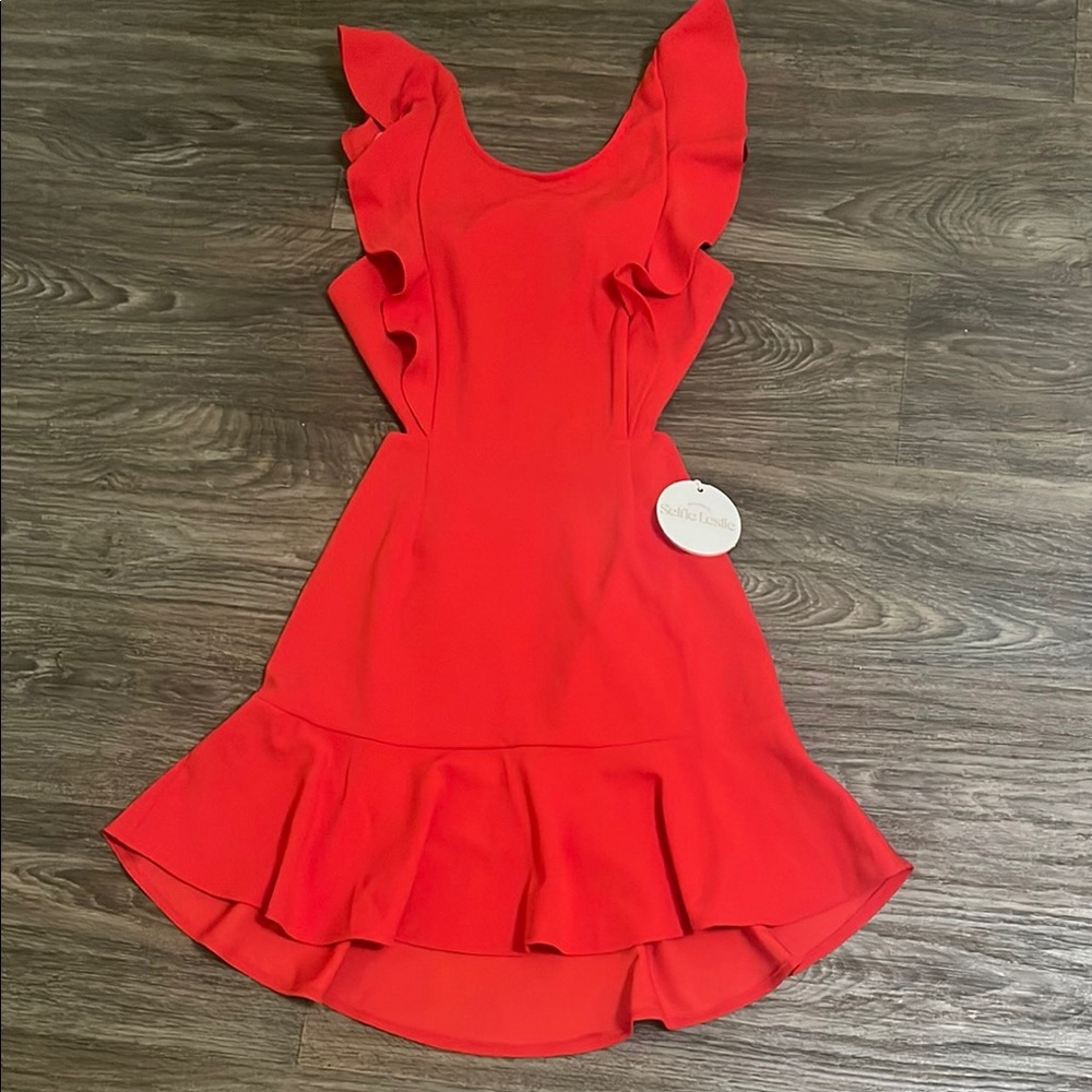 Selfie Leslie Red Ruffle Mini Dress